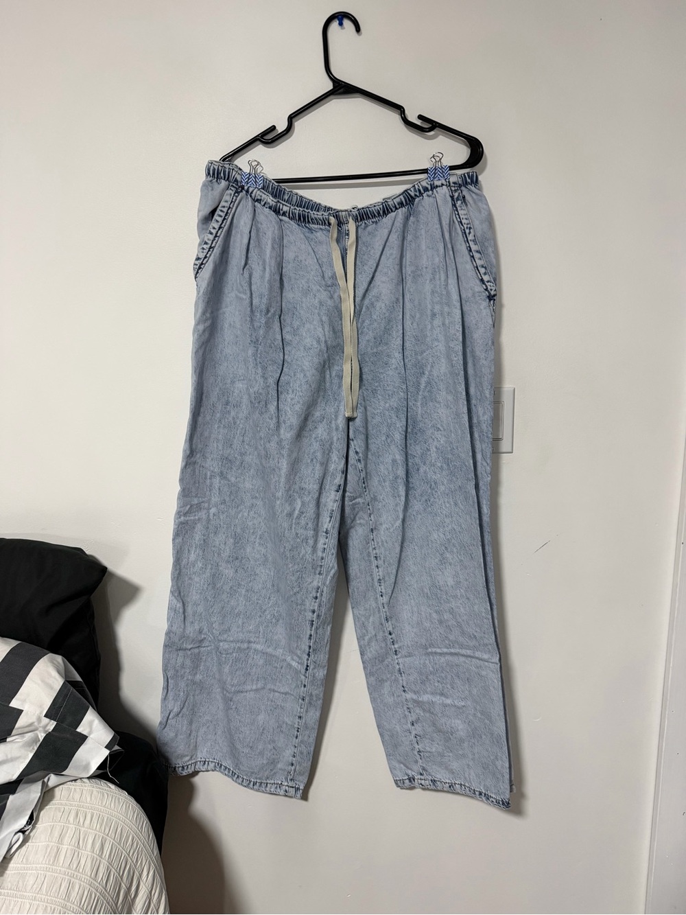 Light Wash Denim Drawstring Jean Pants